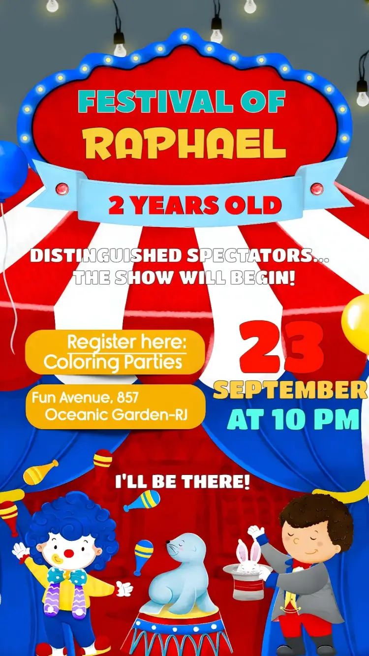 Colorful Circus invitation