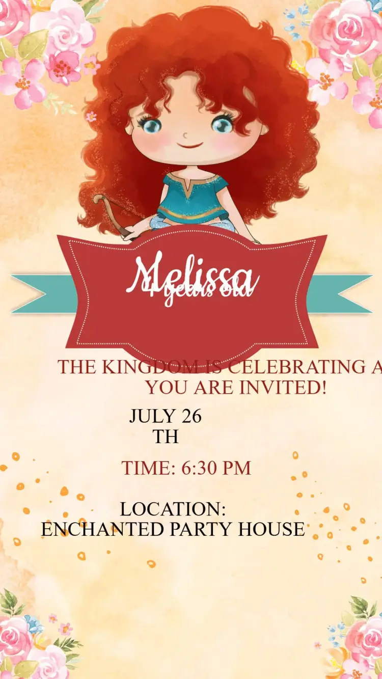 Princess Merida Brave Birthday Invitation