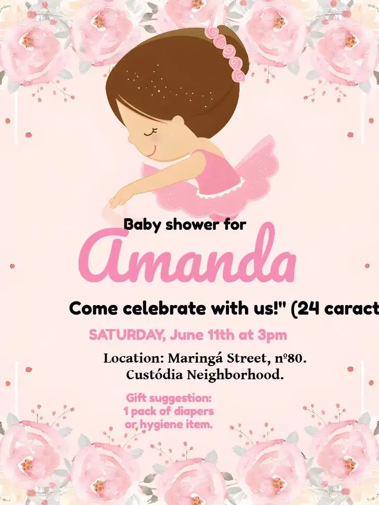 Invitation Ballerina Princess White Diaper Shower – Bridal Shower theme ballerina, pink and white, feminine, delicate, modern, themed