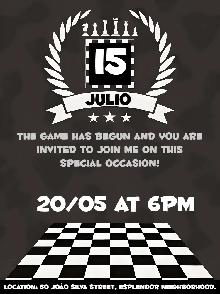 Invitation Chess Board Invitation – Most searched for theme black and white, modern, minimalist, board game, elegant