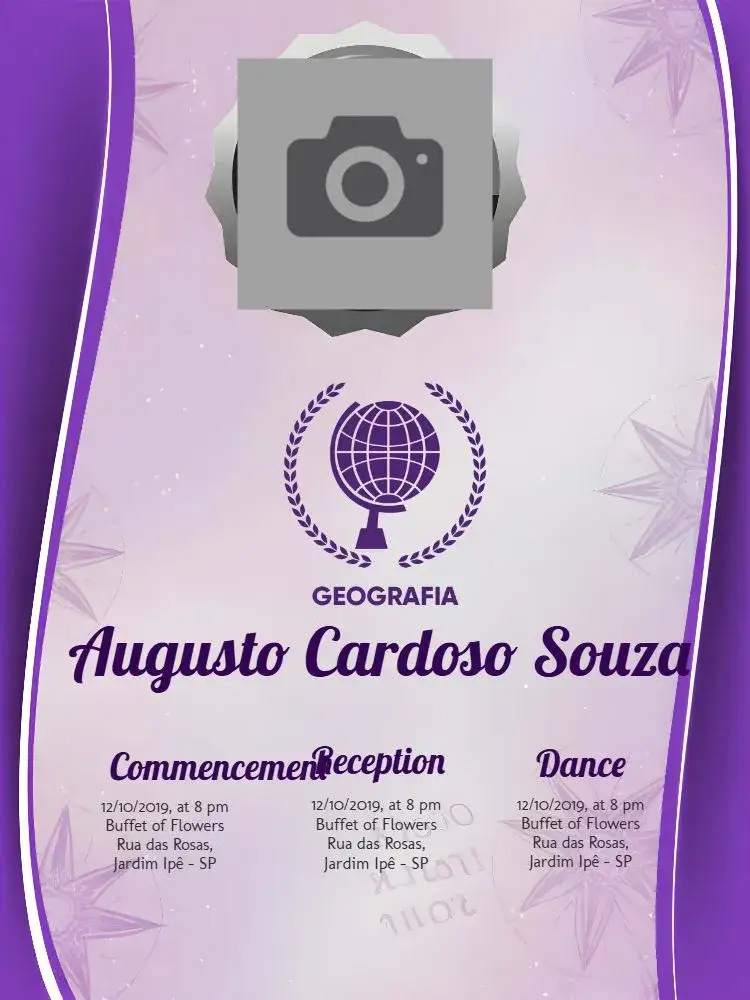 Invitation Geography Graduation With Purple Photo – Graduation theme modern, elegant, minimalist, lilac, purple, photographic