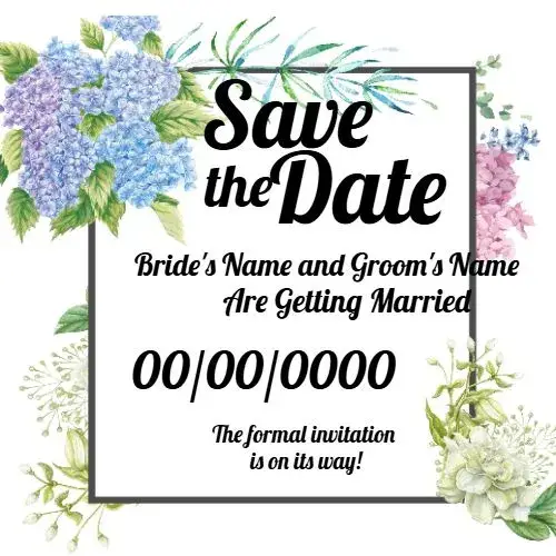 Invite Save The Date Colorful Hydrangea editable and customizable