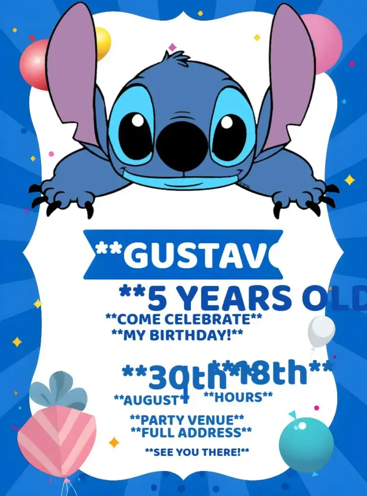 Blue Stitch invitation
