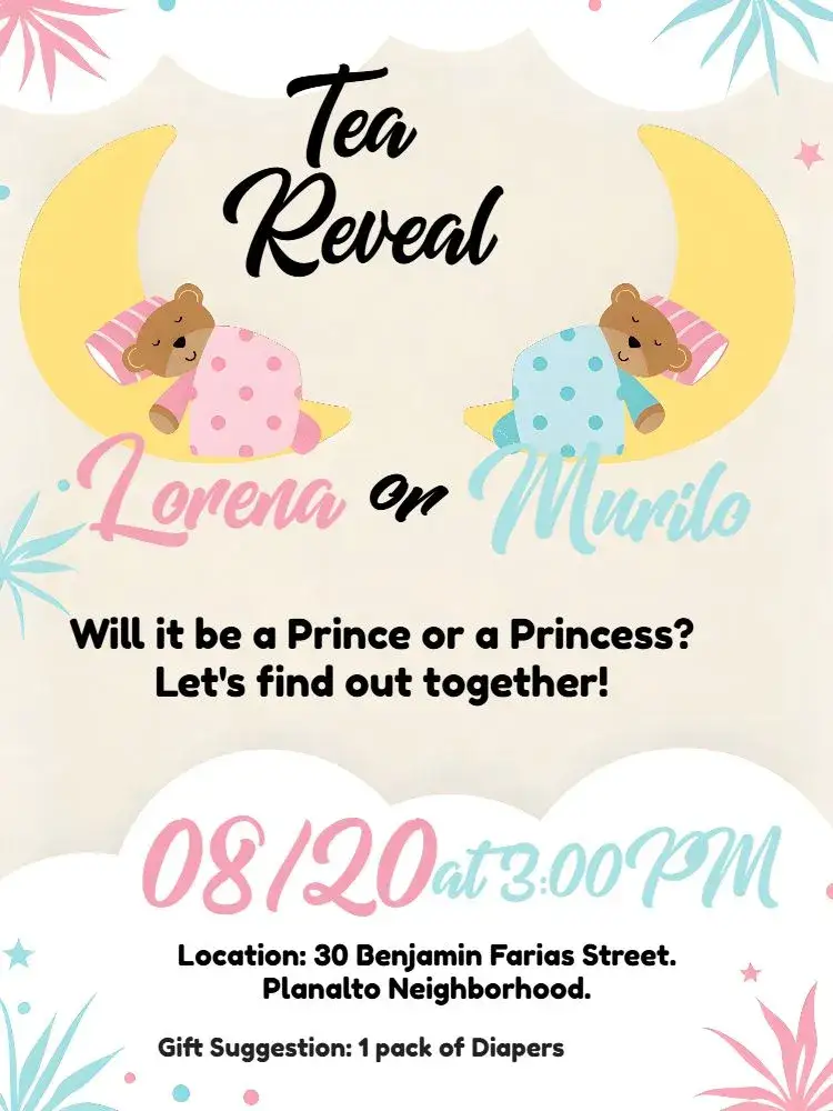 Invitation Bear Baby Shower Gender Reveal – Gender Reveal theme cute, colorful, childish, modern, fun