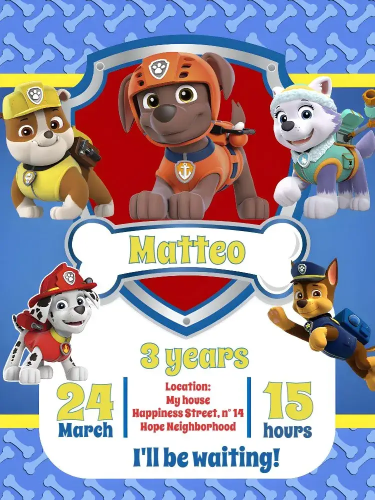Paw Patrol Dog invitation