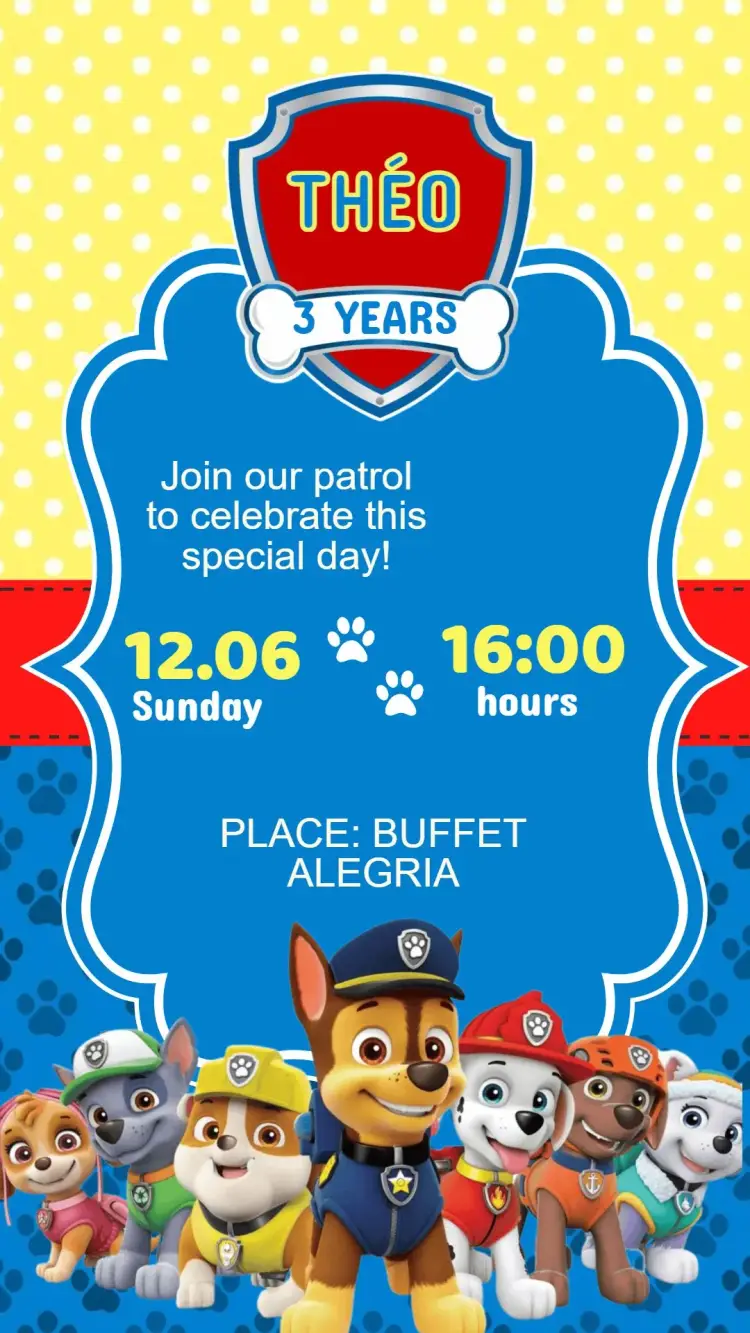 Paw Patrol Birthday Invitation