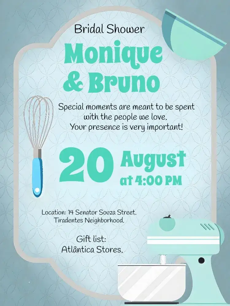 Invitation Delicate Kitchen Tea – Bridal Shower theme delicate, minimalistic, modern, kitchen, blue and white, elegant