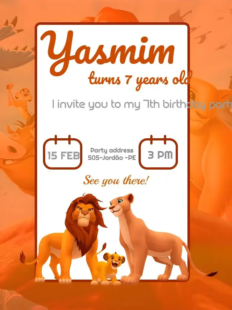 Lion King Party invitation
