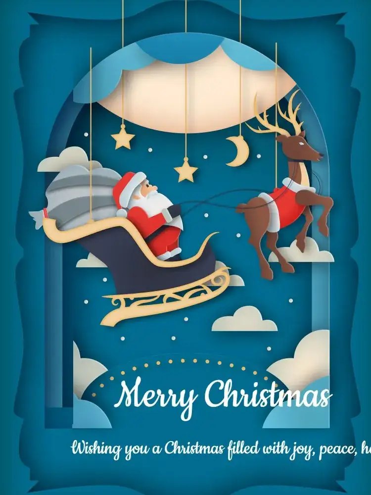 Invitation Happy Christmas Reindeer Card – Card theme blue, festive, childish, modern, cheerful