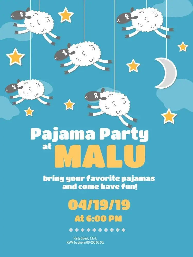 Digital Pajama Party invitation