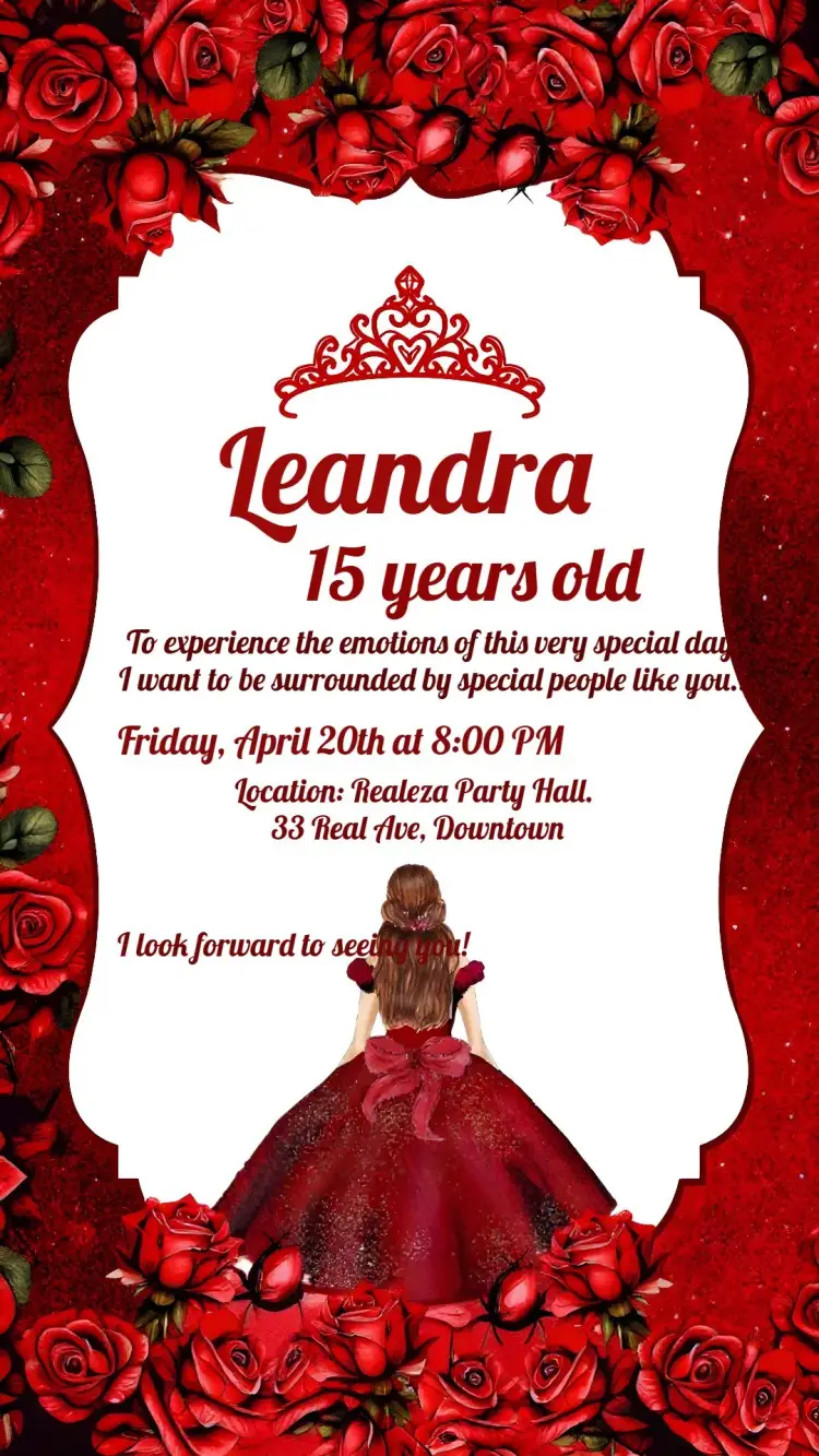 Red Glitter 15 invitation