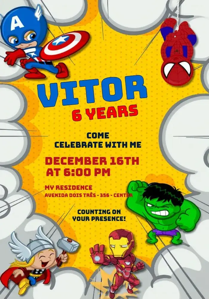 Avengers Toy Heroes invitation