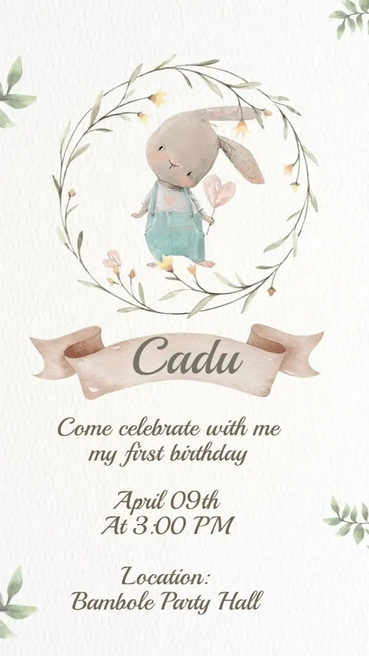 Personalized Easter Bunny Birthday Digital Invitation