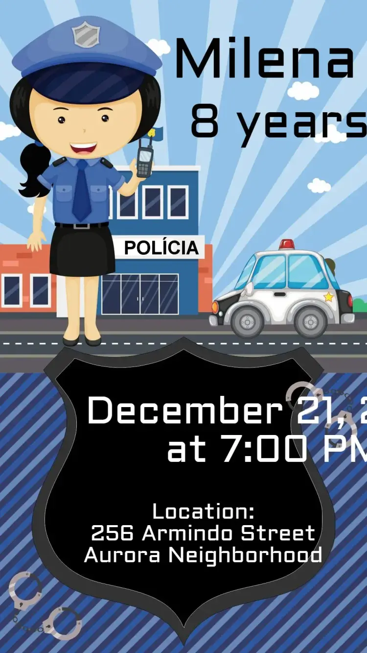 Invite Police Girl editable and customizable