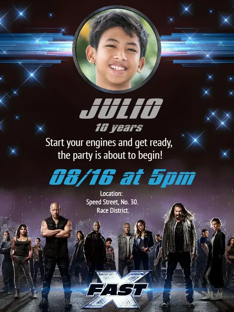Fast And Furious With Black Photo invitation