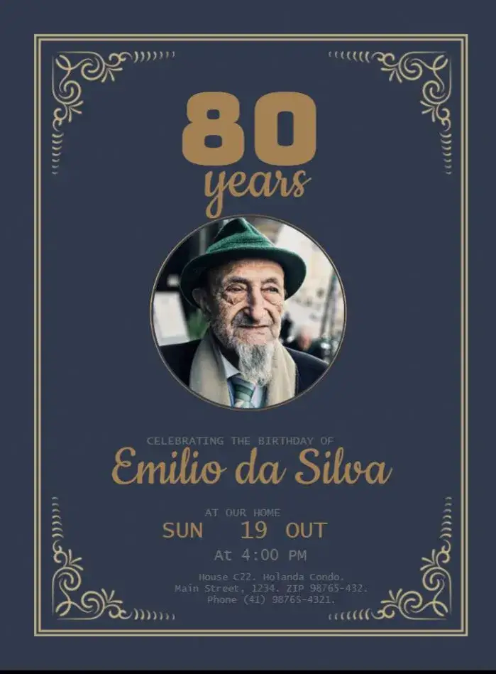 Invitation 80 Years With Golden Photo – Sweet 15 theme golden, floral, elegant, light, beige, modern