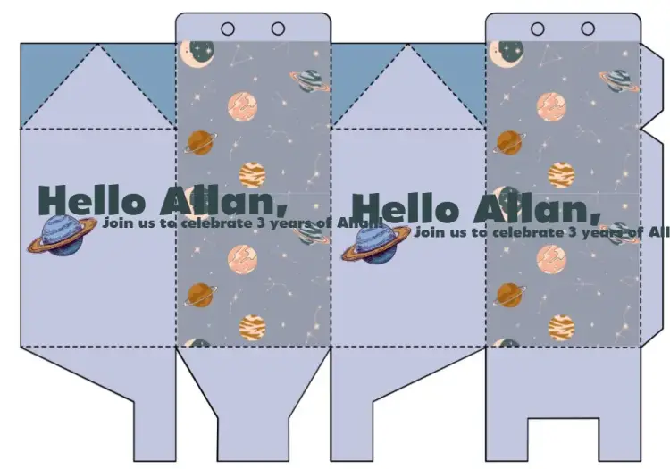 Box Milk Planets Astros invitation