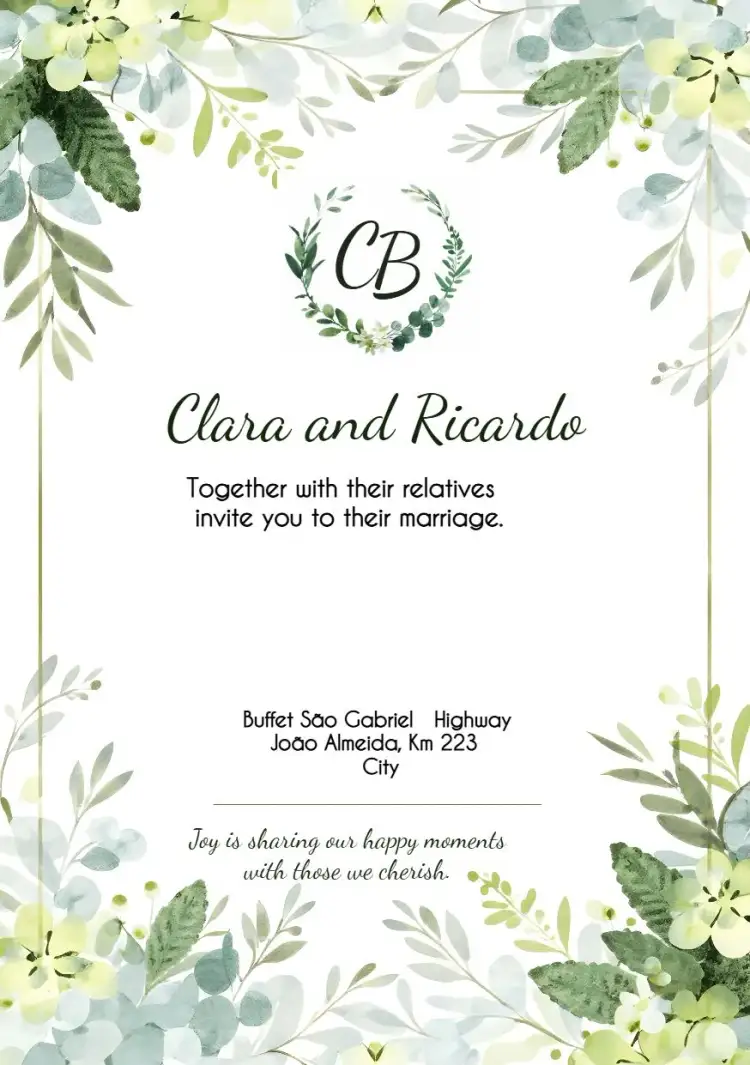 Invitation Wedding Leaves Foliage – Wedding theme floral, green, modern, natural, delicate, elegant