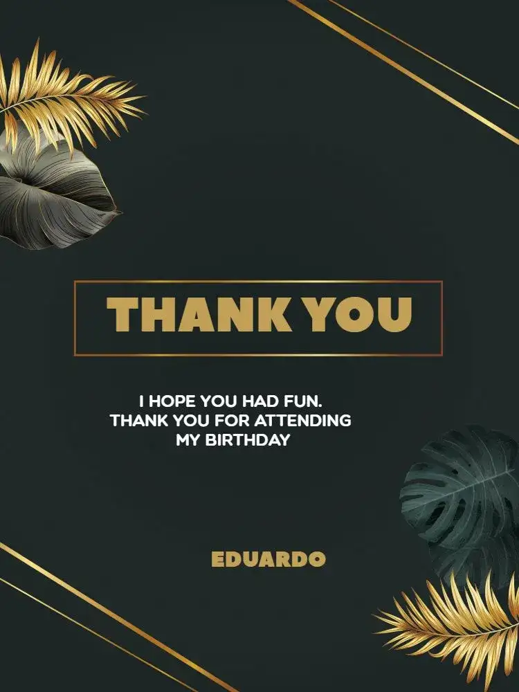 Thank You Card Elegant Adult Presence Celebration