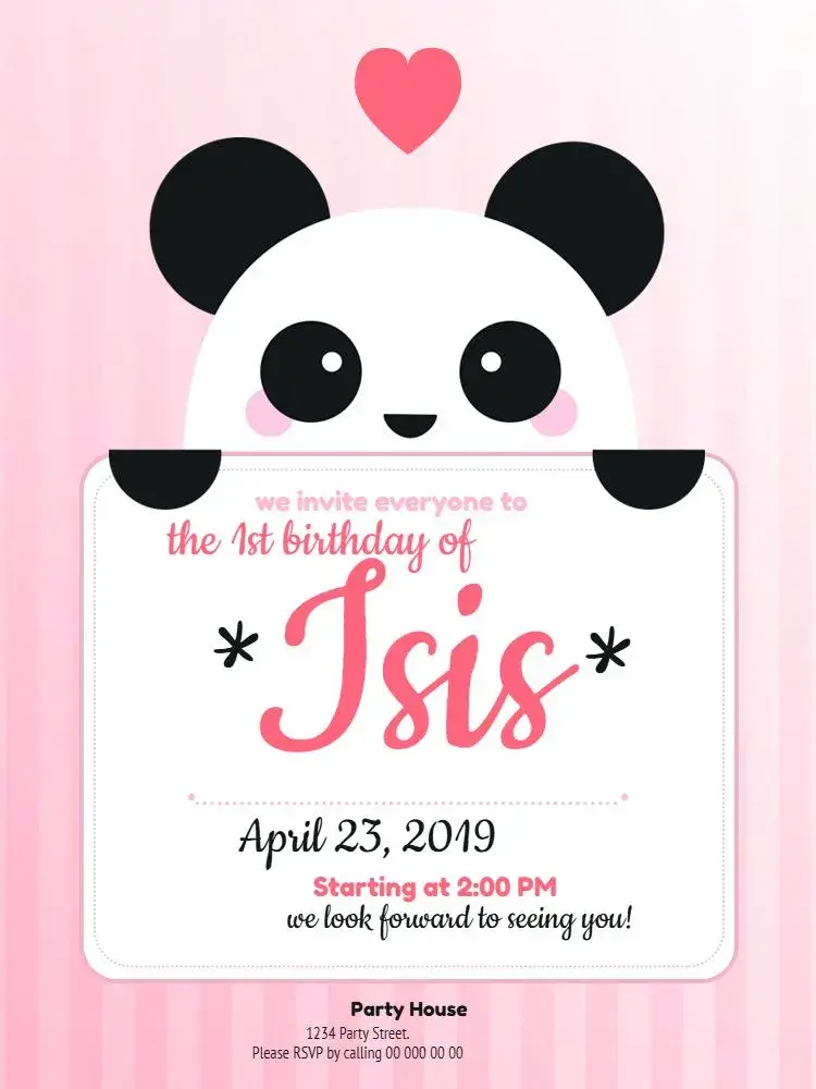 Invite Custom Panda Girl editable and customizable