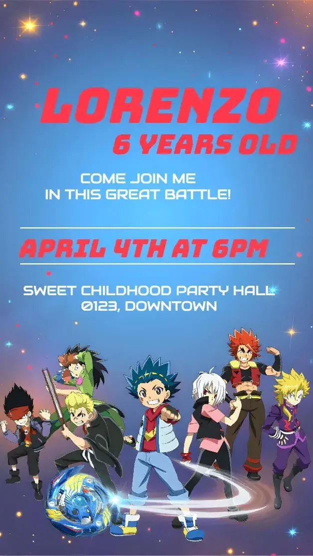 Beyblade Burst Art invitation