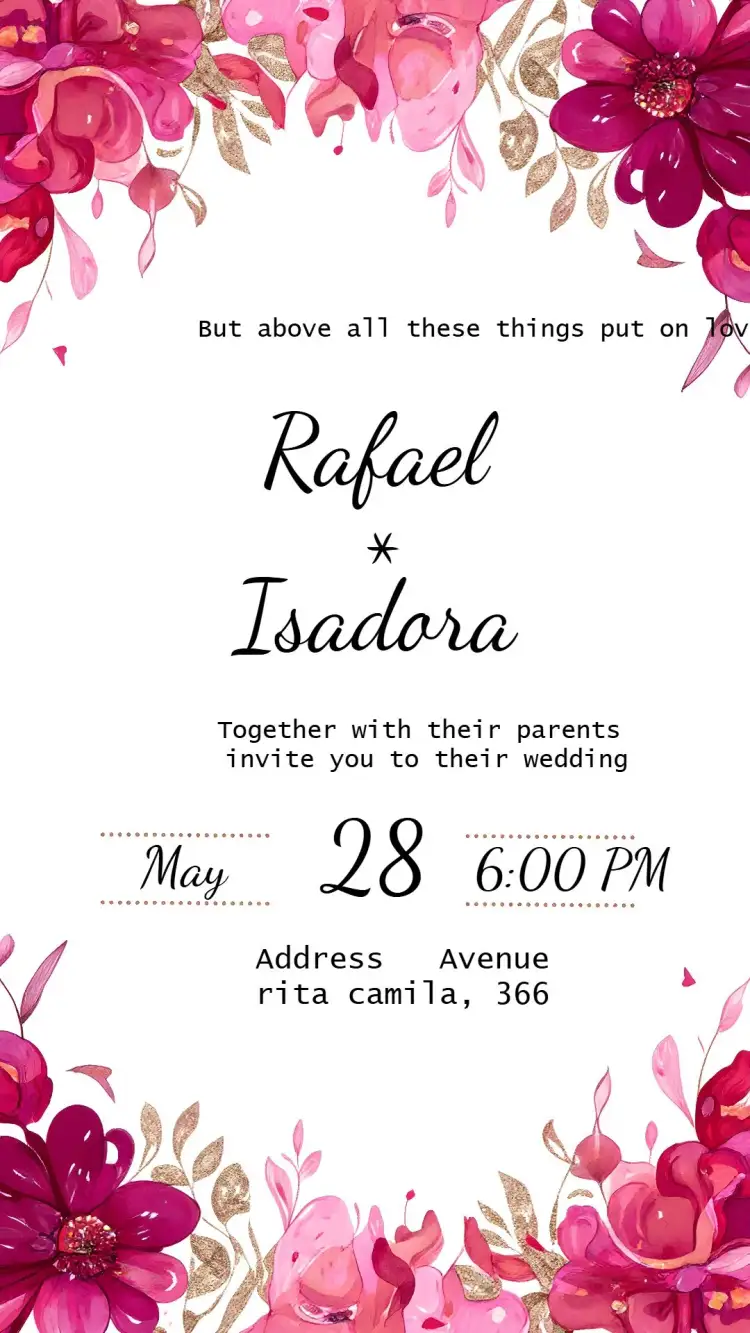 Invitation Delicate Floral Wedding – Wedding theme floral, delicate, marsala, romantic, natural, sustainable