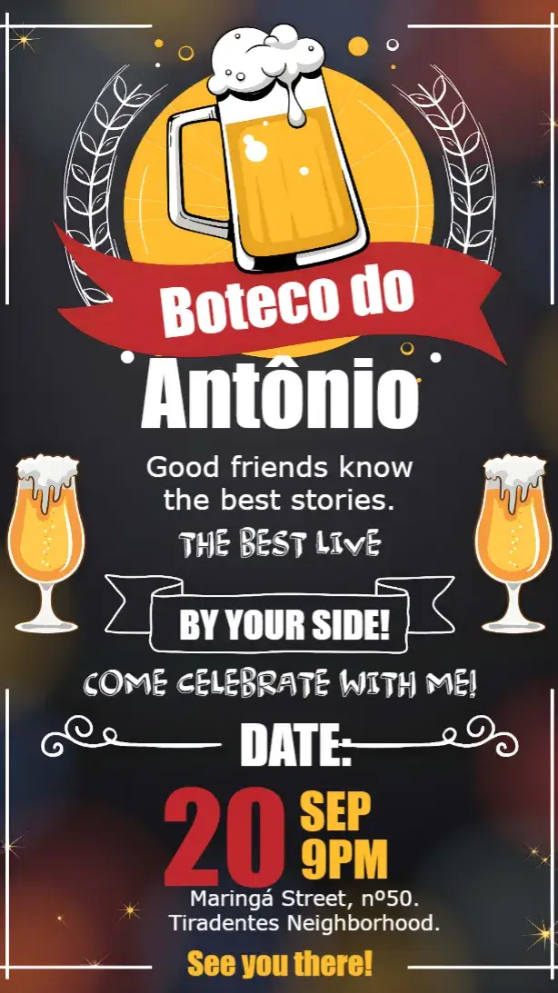Boteco Chalkboard Orange invitation