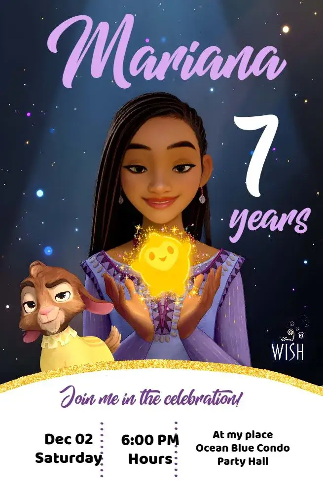 Invitation Wish The Power Of Wishes Asha Disney – Commemorative Dates theme magical, colorful, childlike, themed, fun