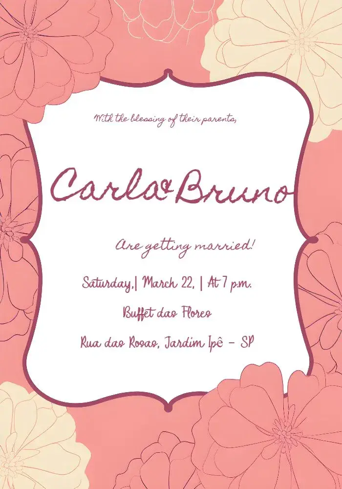 Floral Pink Wedding Flowers invitation