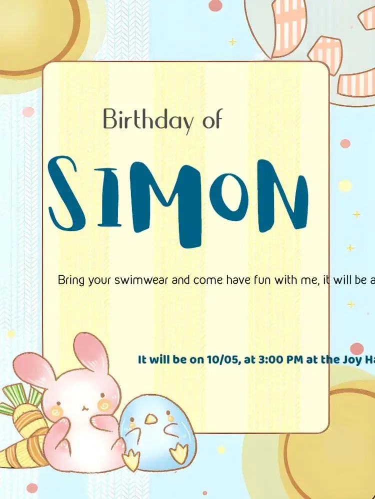 Children's Bunny Rabbit invitation
