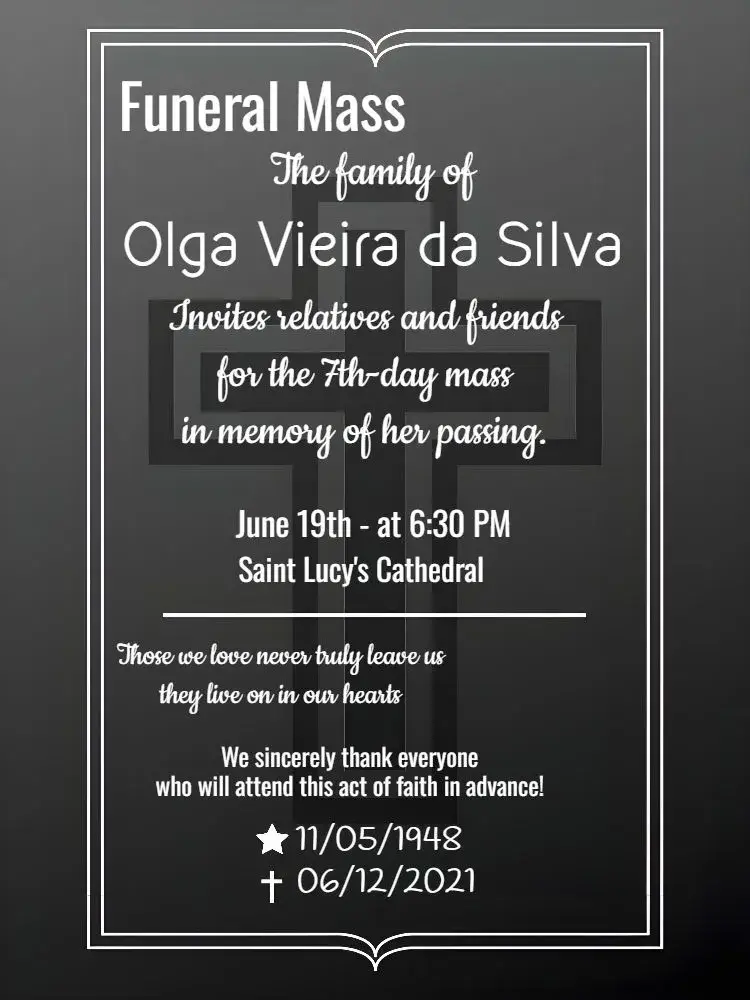 For Black Funeral Mass invitation