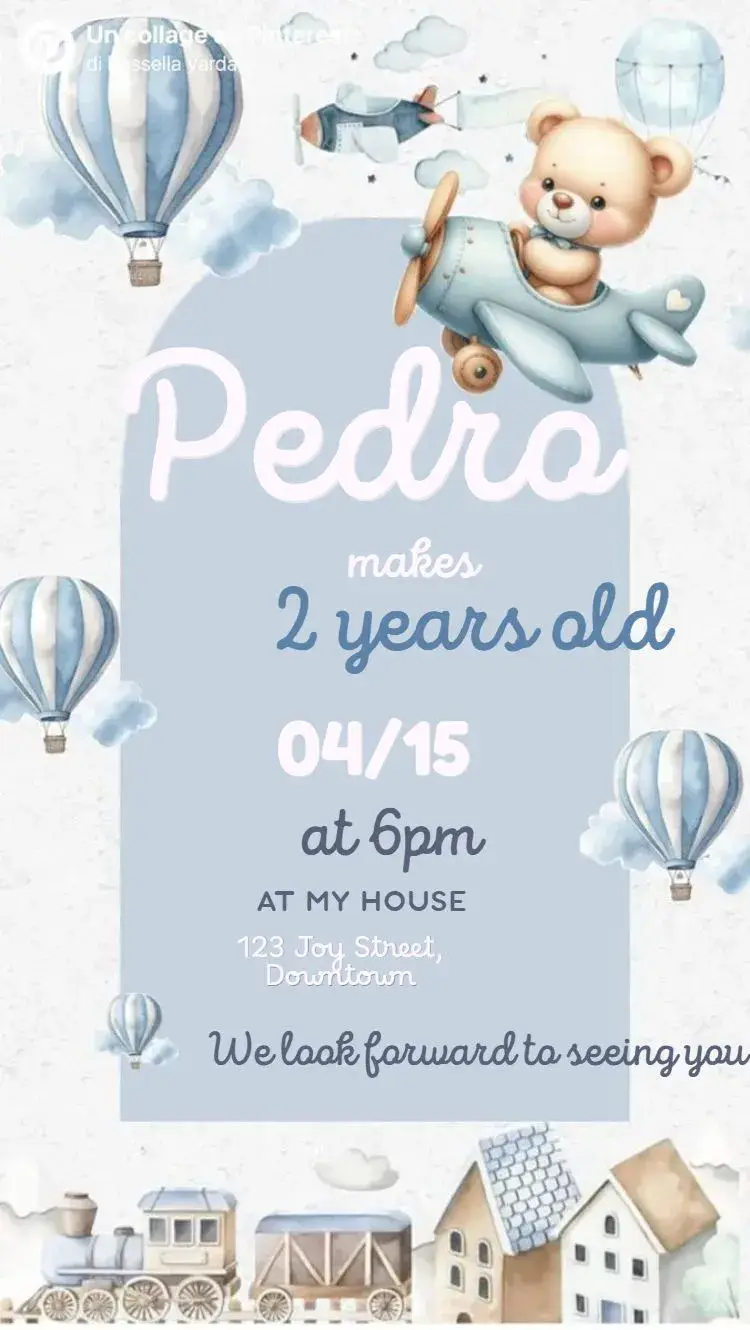 Aviator Teddy Bear invitation
