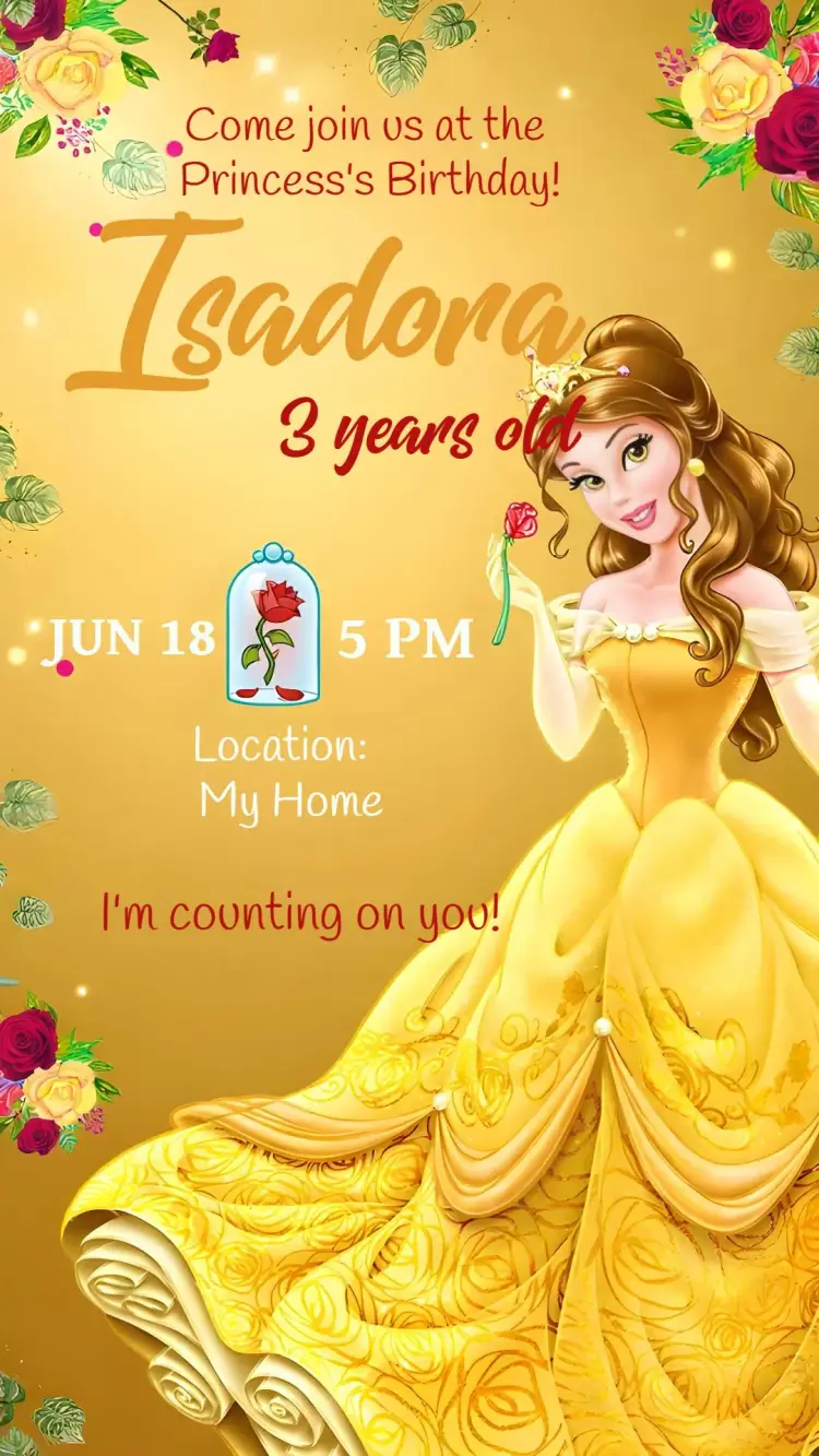 A Beauty And The Beast Princess invitation