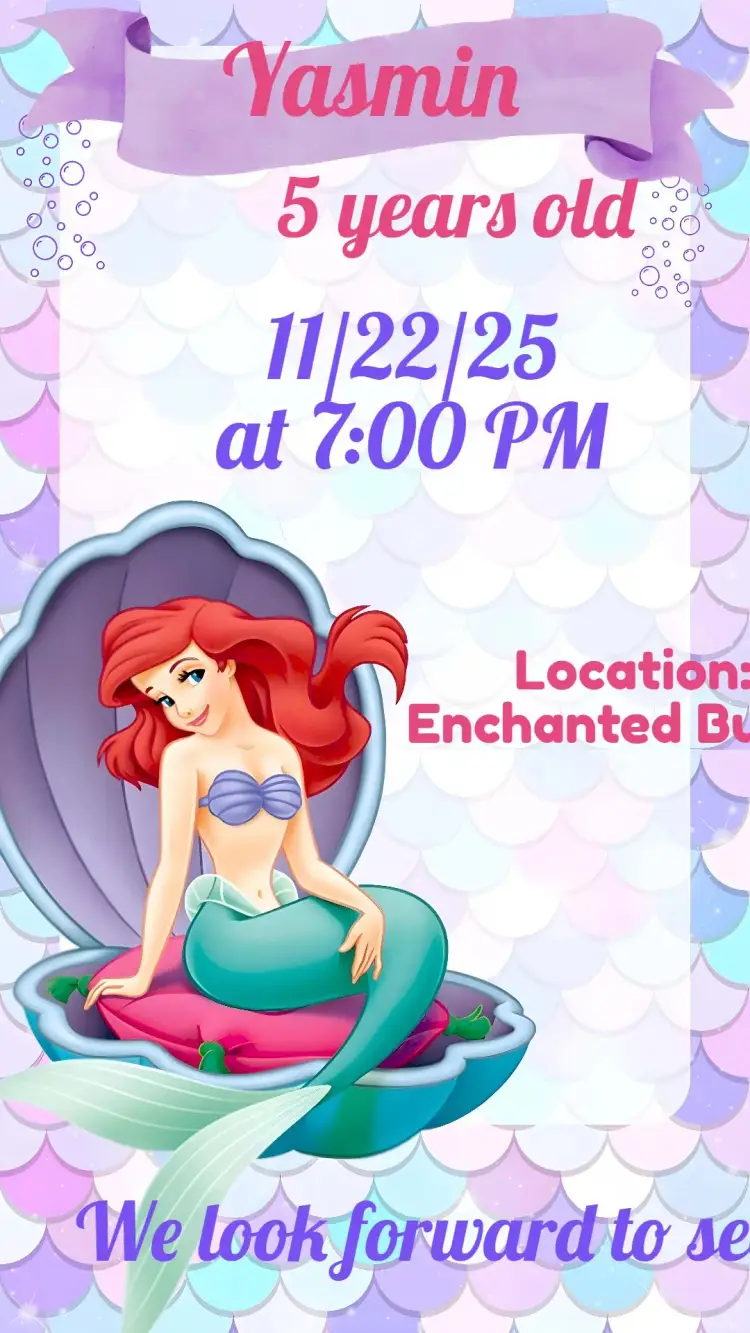 Mermaid Ariel invitation
