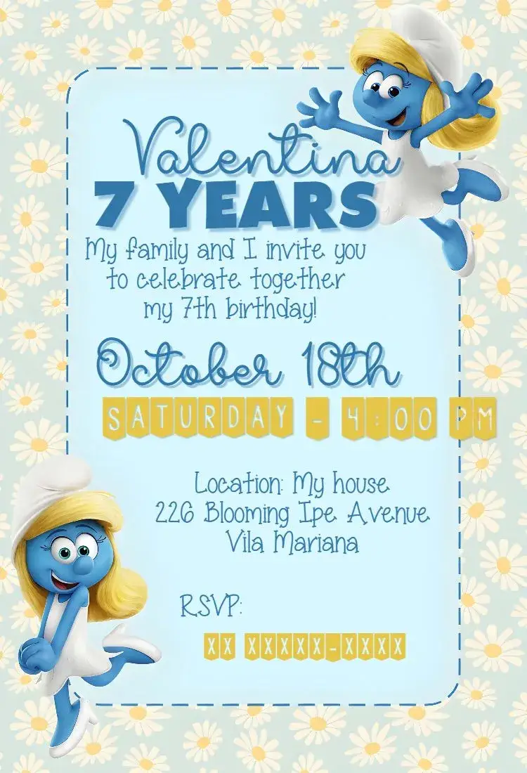 Smurfs invitation