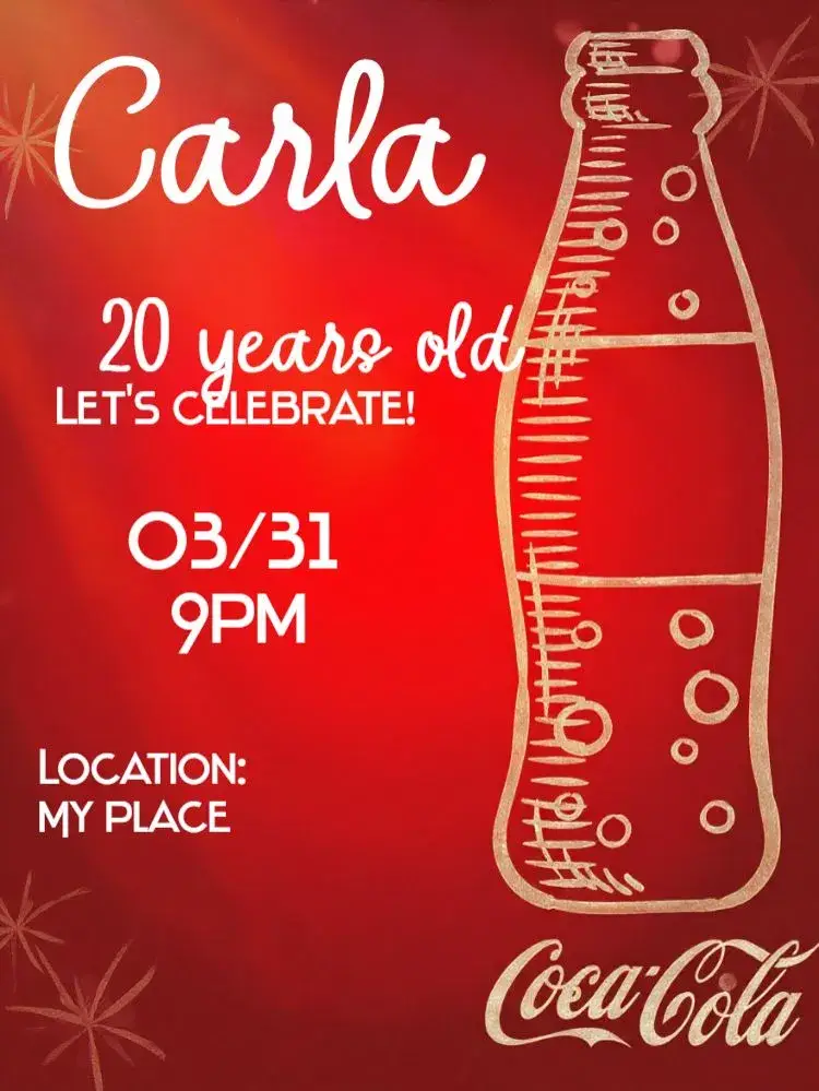 Invite Coca Cola Soda editable and customizable