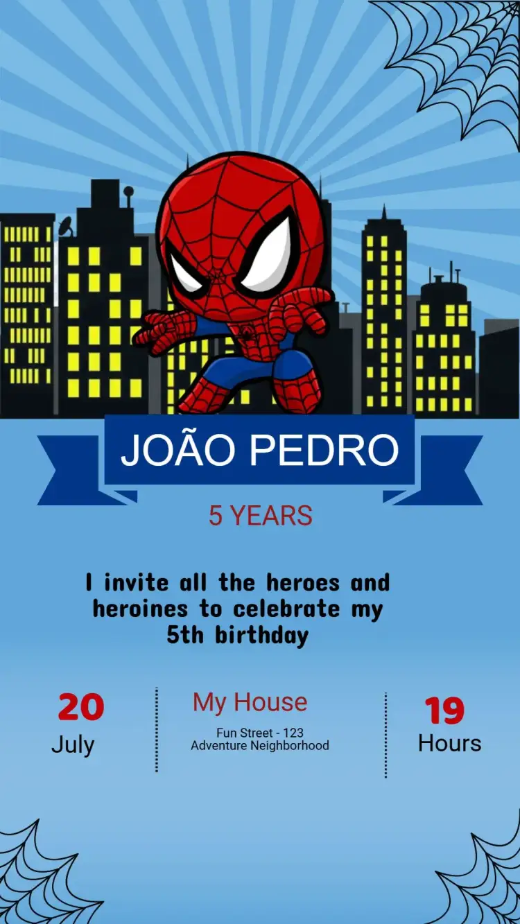 Invitation Spider-Man Birthday Invitation – Kids' Birthday Party theme modern, colorful, themed, superhero, fun