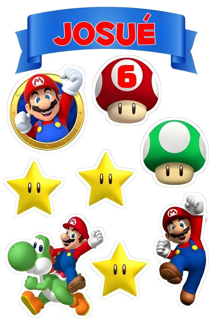 Super Mario Bros Cake Topper invitation