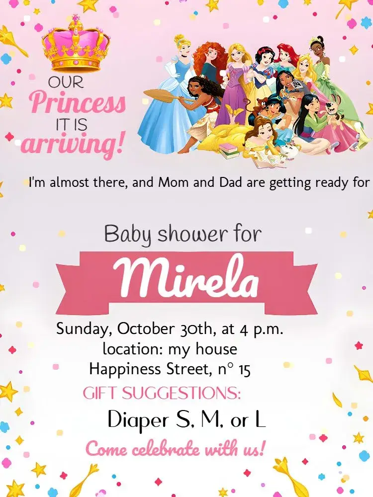 Princess Royalty Diaper Tea Party invitation