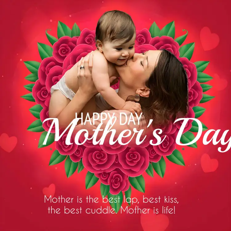 Invitation Red Mother's Day Post – Commemorative Dates theme vibrant red, modern, minimalist, floral, elegant