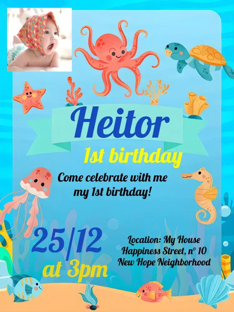 With Blue Photo invitation