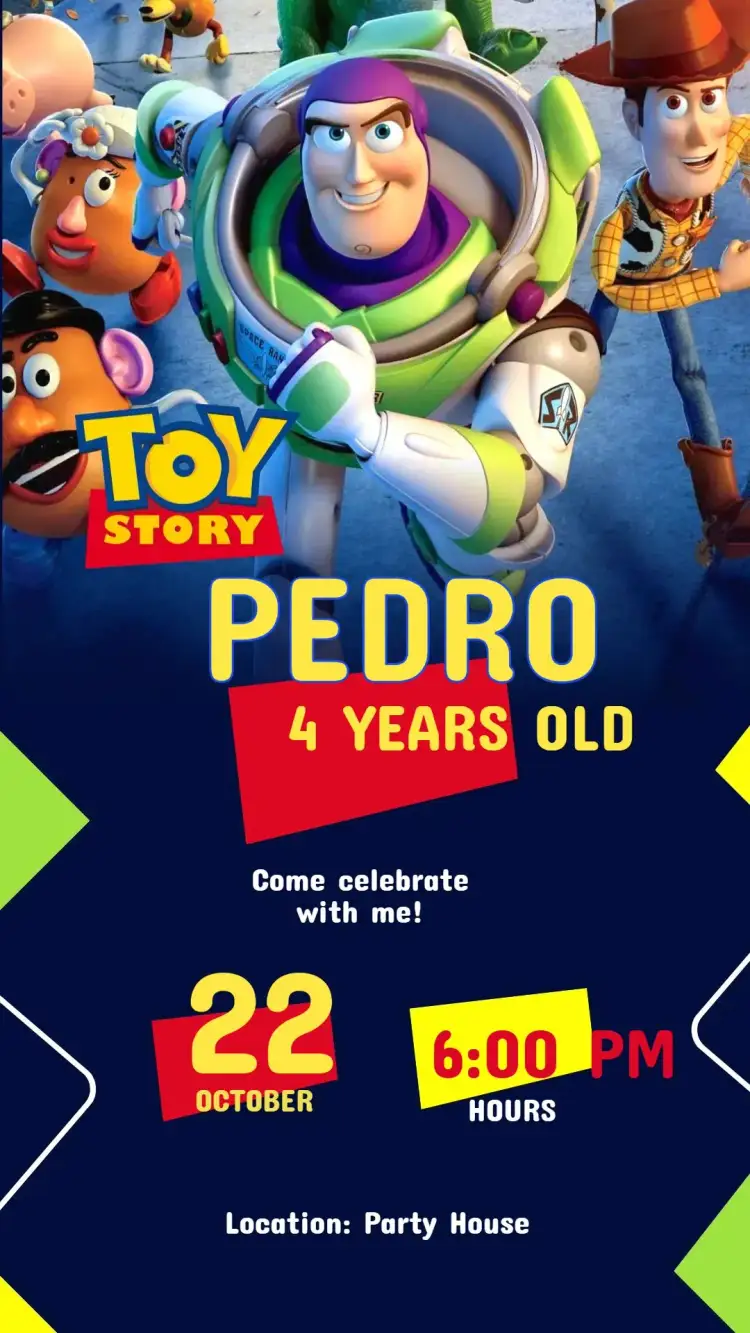 Invitation Toy Story Birthday Invitation – Kids' Birthday Party theme colorful, fun, themed, playful, childlike