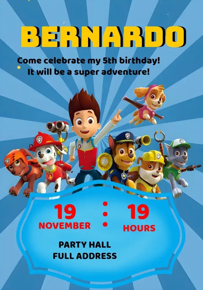 Red Paw Patrol invitation