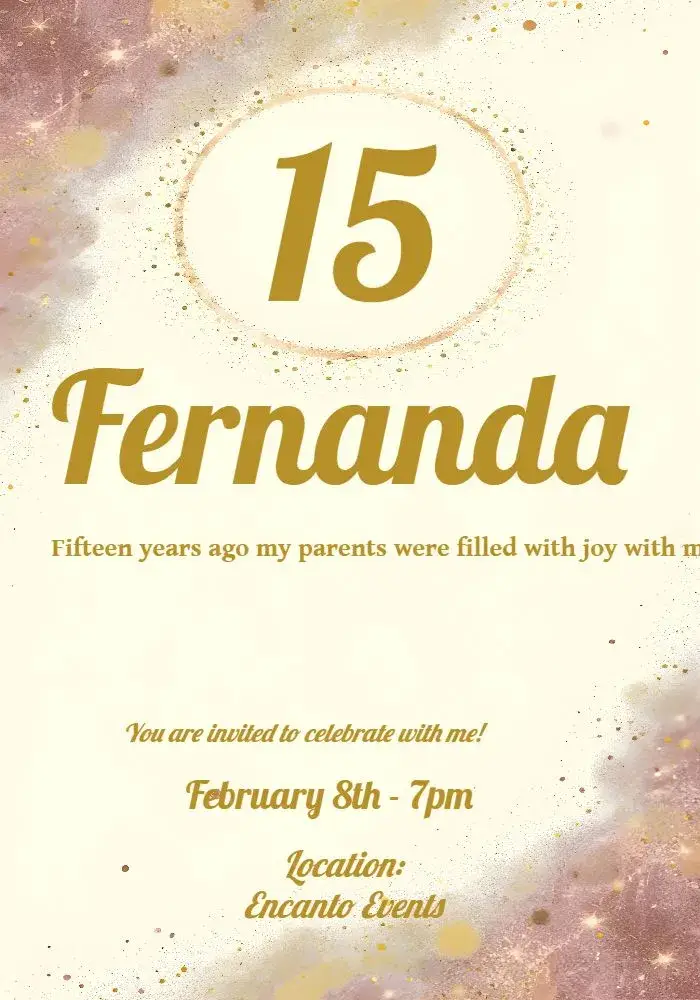 15th Glitter Anniversary invitation