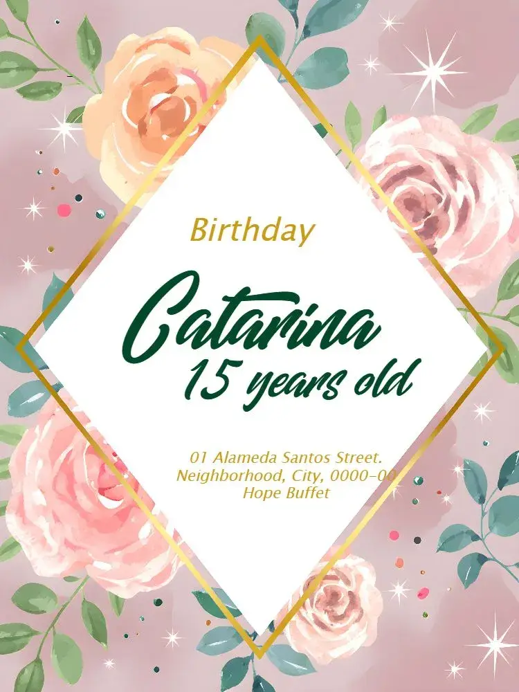 Delicate Floral 15th Birthday invitation