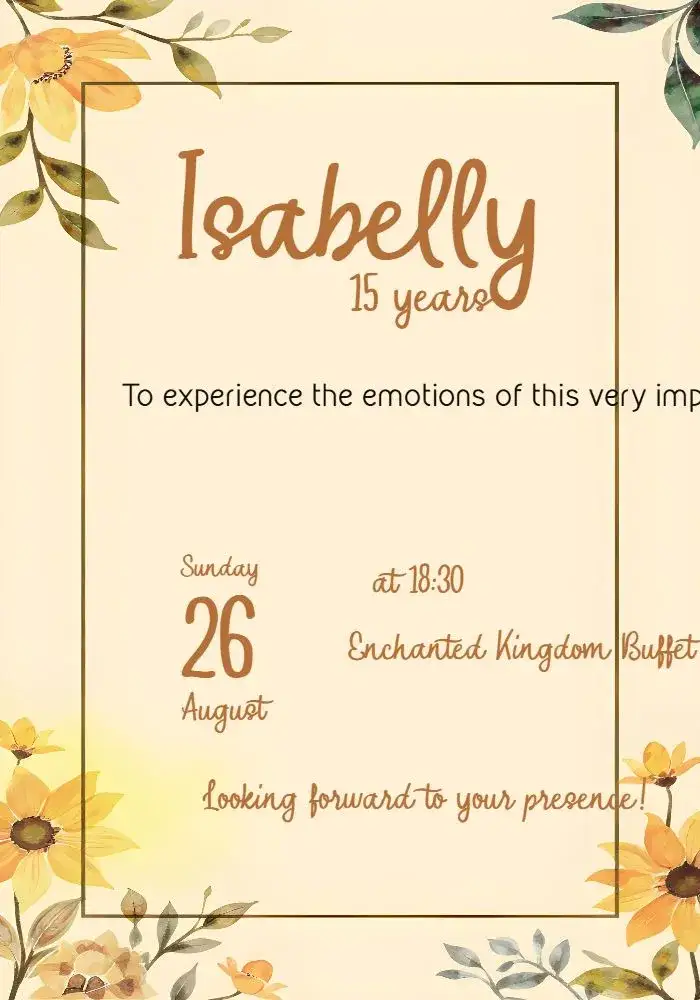 Invitation 15 Years Orange Sunflower – Sweet 15 theme floral, vibrant, modern, cheerful, colorful