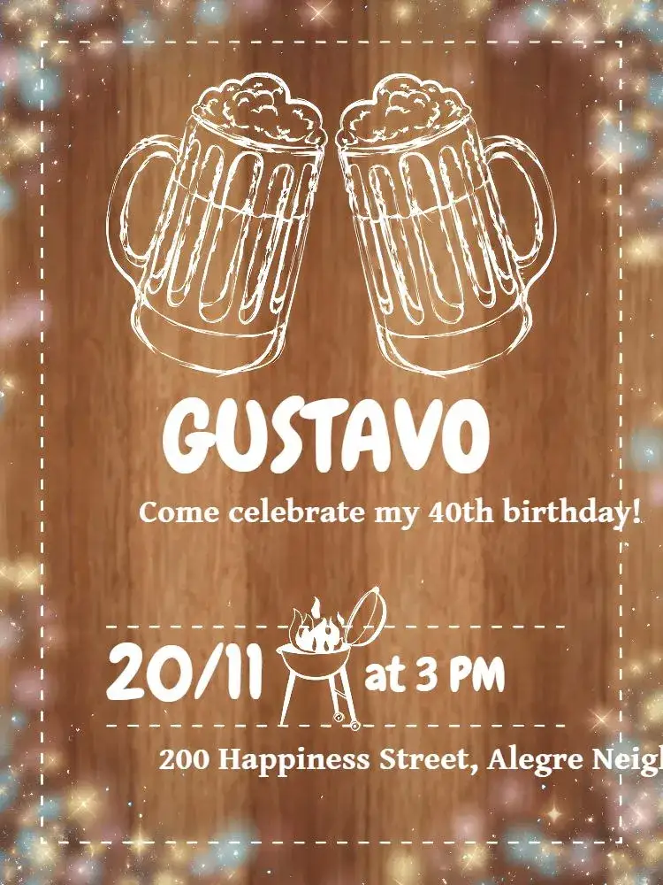 Invitation Rustic Adult Bar Pub – Birthday theme rustic, wooden, pub, casual, vintage, bar style