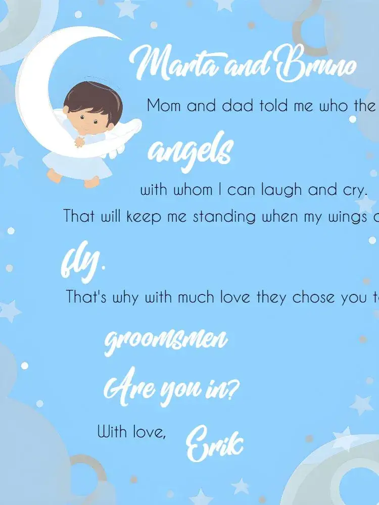 Invitation Baptism Godparents White – Baptism theme white, blue, little angel, delicate, modern