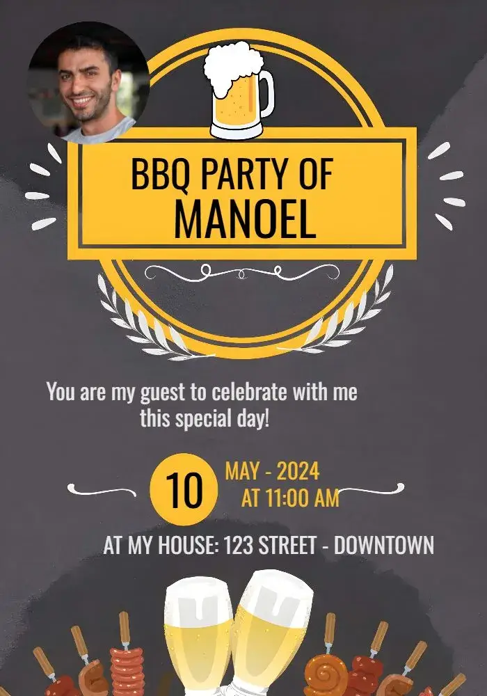 Invite BBQ With Malt Photo editable and customizable