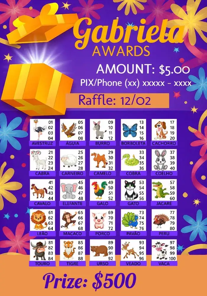 Invitation Raffle Of Animal Prizes Tiger – Tickets theme colorful, fun, jungle-themed, animal illustrations, modern, youthful